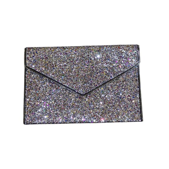 REBECCA MINKOFF Glitter LEO Envelope Glam Clutch Purse Multicolor NWOT Going Out - Picture 1 of 6